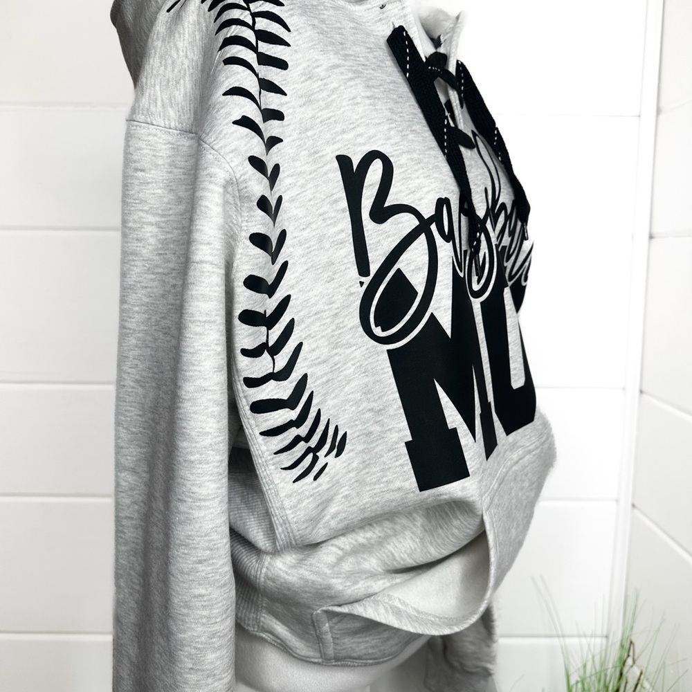 Baseball Mom Black and Gray Hoodie - Picture 3 of 4